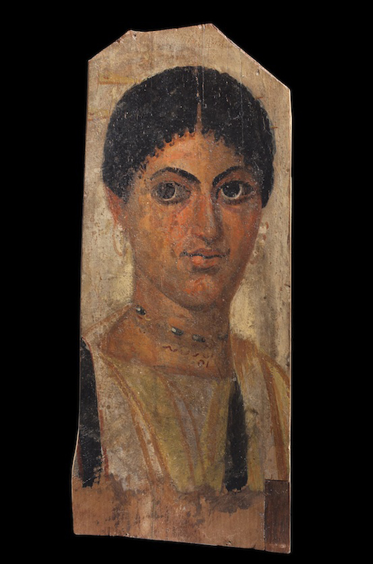 Excavated in the late 19th century and later included in a number of renowned European collections, this Roman period Egyptian portrait will be on show at the stand of Charles Ede Ltd. at the European Fine Art Fair in Maastricht. Image courtesy Charles Ede Ltd.